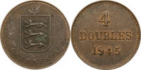 Guernsey 4 Doubles Kursmünze (1914-1949) selten! -