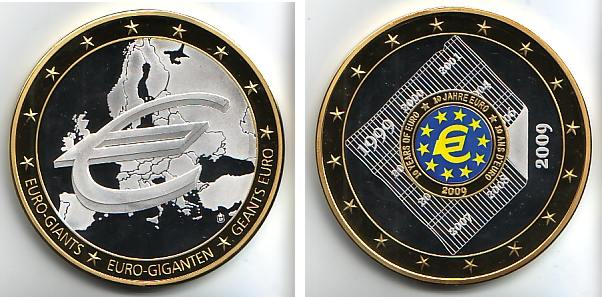 Euros géant, médaille 70mm - Collection