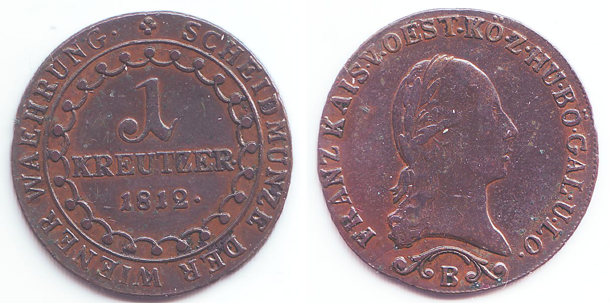 1 Kreuzer 1812 B Österreich Franz II. (1792 - 1835) F. Prägefrisch | MA ...