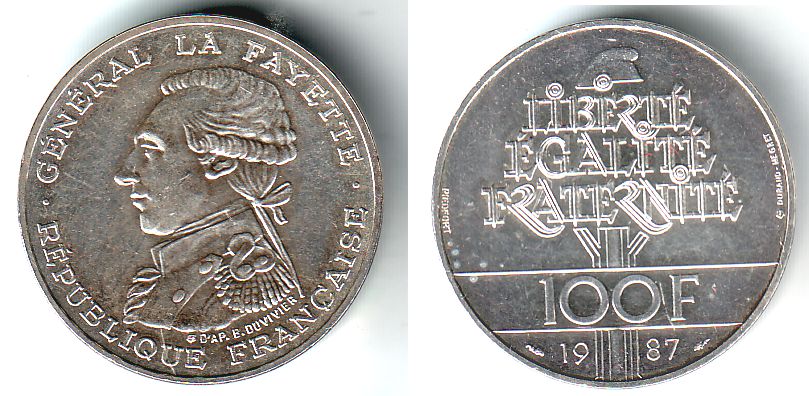 Frankreich 100 Francs Piedfort 1987 La Fayette Piefort st Piedfort