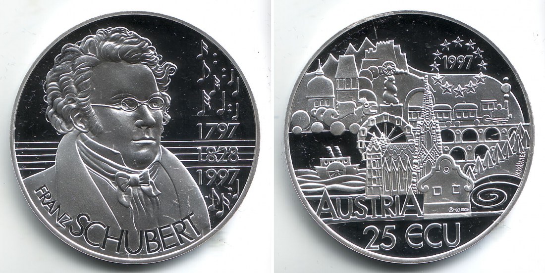 Österreich 25 Ecu 1997 Franz Schubert (1797 1828) PP