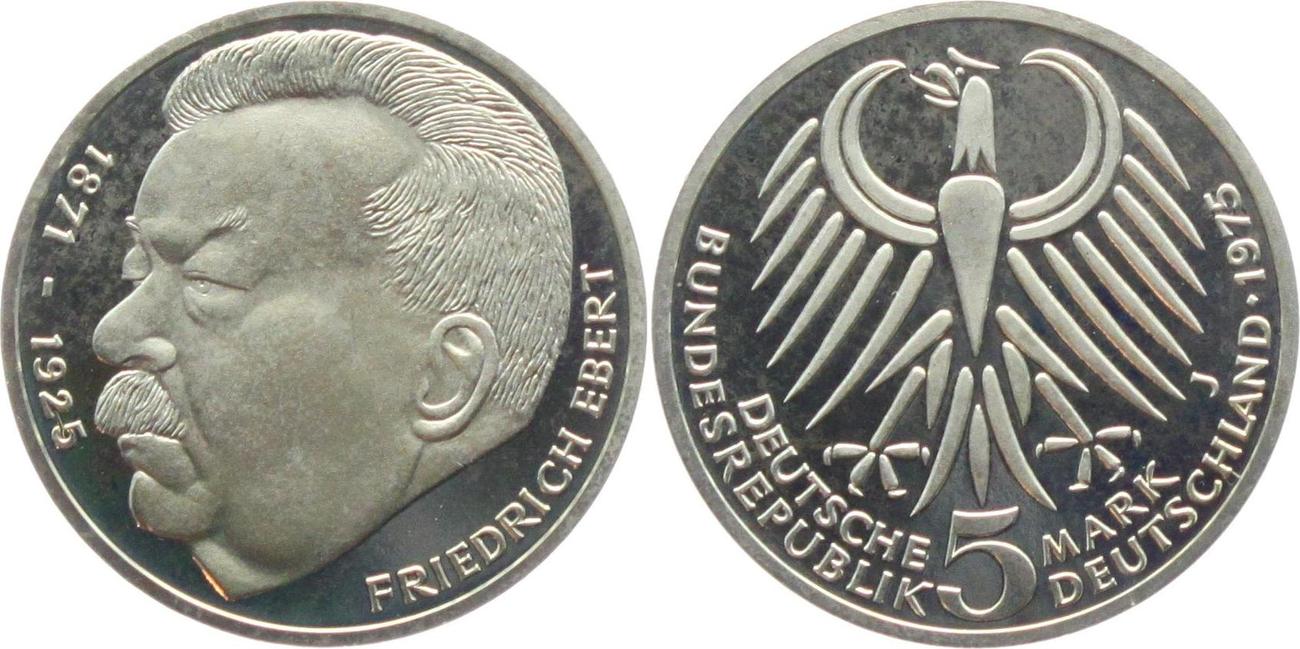 Deutschland 5 Mark 1975 J Friedrich Ebert bankfrisch Deutschland 5 Mark 1975 J Friedrich Ebert bankfrisch