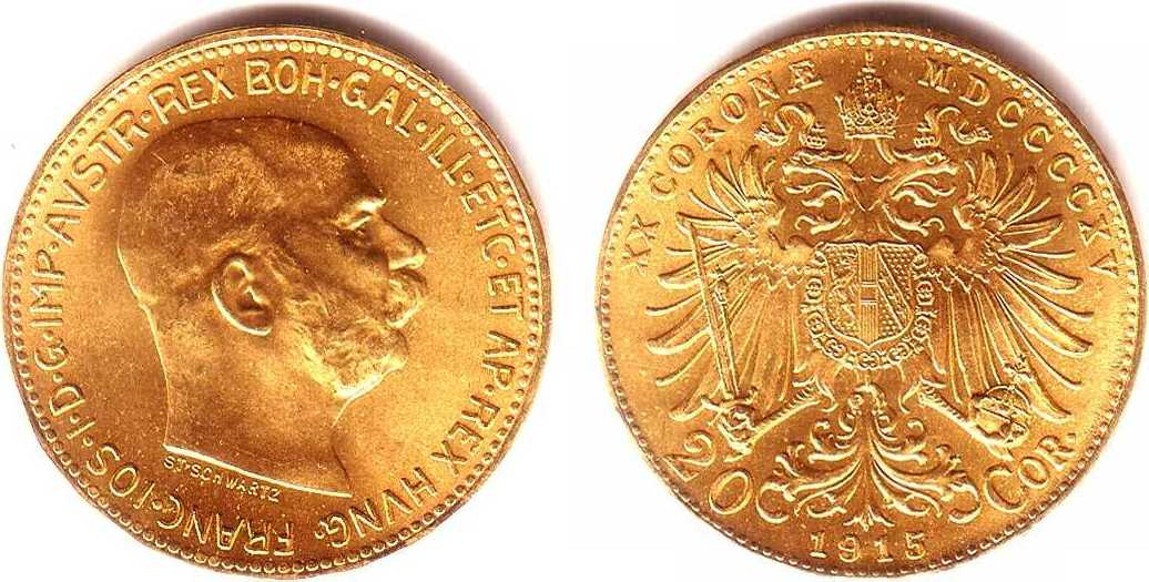Österreich 20 Kronen/Corona 1915 Kaiser Franz Joseph I. st