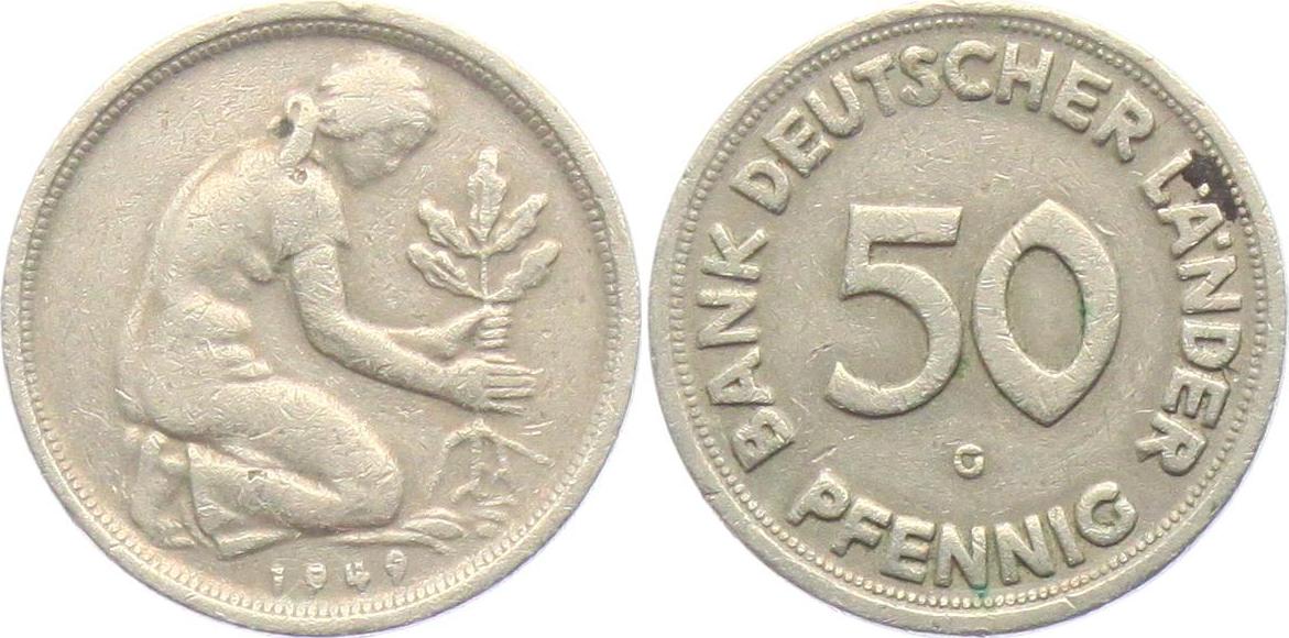 50 Pfennig 1949 G BRD Bank Deutscher Länder ss | MA-Shops