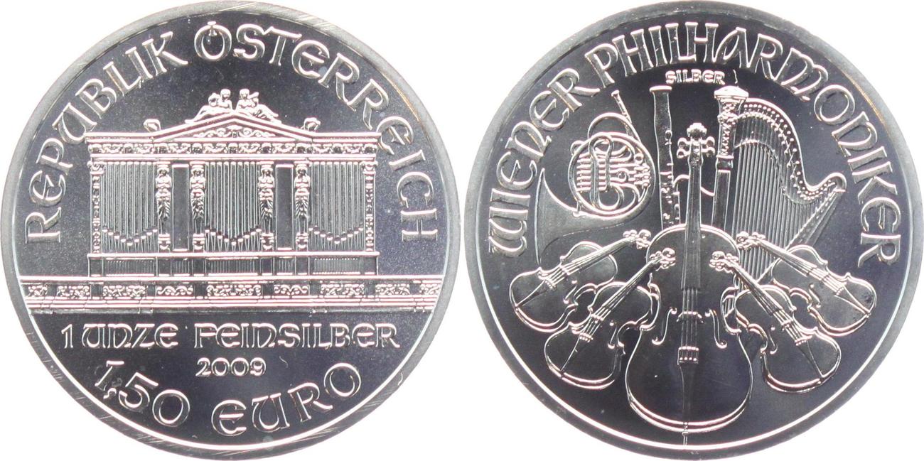 1,50 Euro 2009 Österreich 1 Unze - Wiener Philharmoniker UNC | MA-Shops