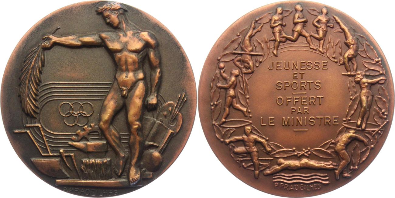 Frankreich Medaille o.J. Olympische Spiele Olympionike mit Palmzweig