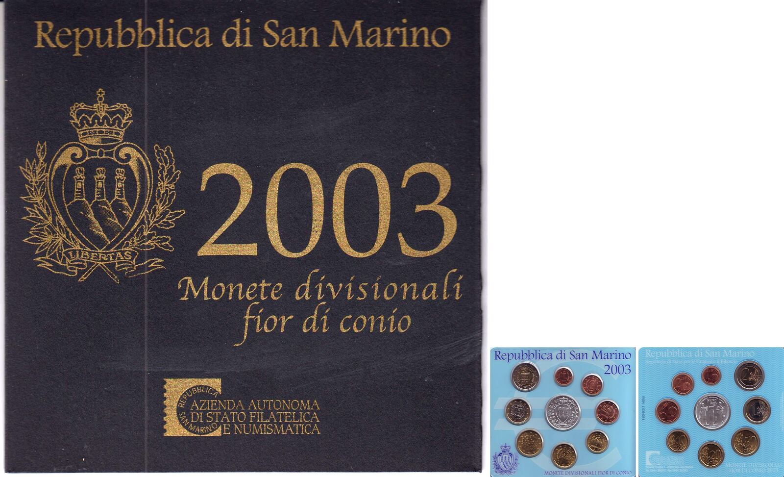 San Marino KMS 8 88 Euro 2003 KMS 9 Werte 1 Cent 5 Euro Im Blister St Im Original