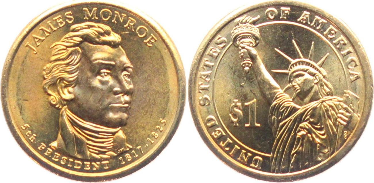1 Dollar 2008 D 5. Präsident der USA James Monroe unc.