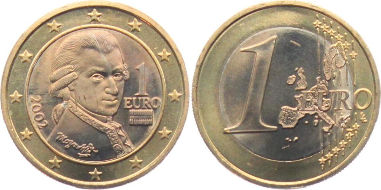 Österreich 1 Euro 2002 Wolfgang Amadeus Mozart bankfrisch - bfr.