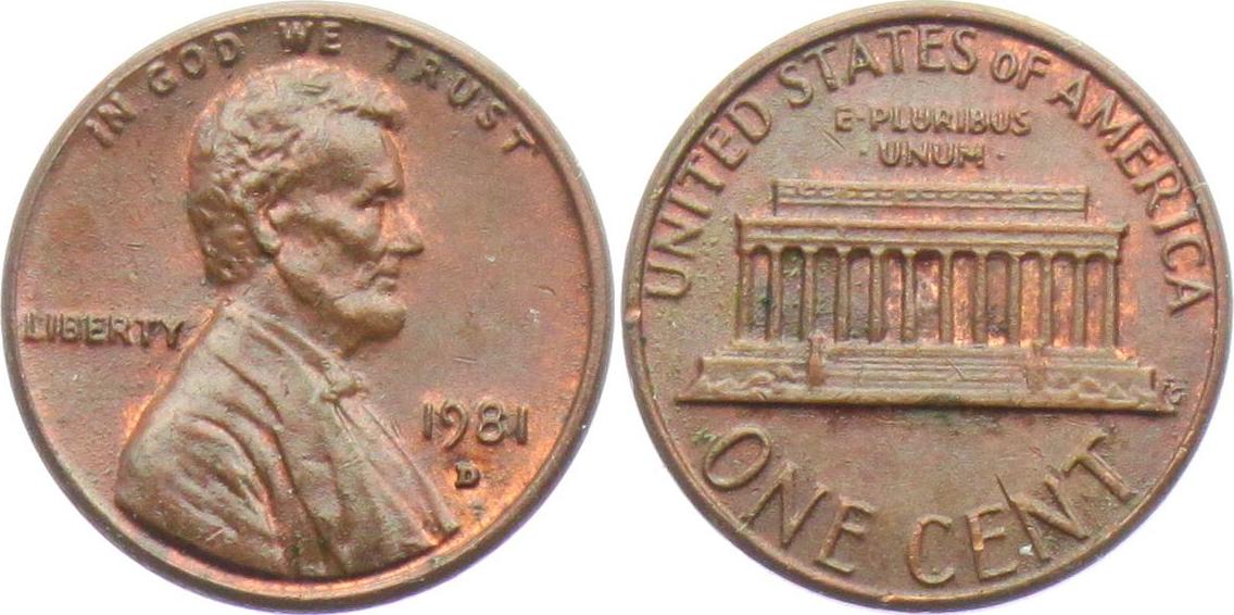 USA 1981 D 1 Cent Lincoln Vz MA Shops USA 1981 D 1 Cent Lincoln Vz MA Shops