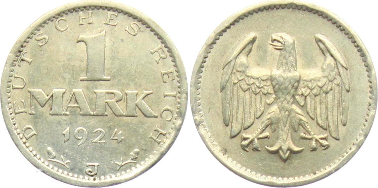 Weimarer Republik Deutschland 1924 J 1 Mark mit