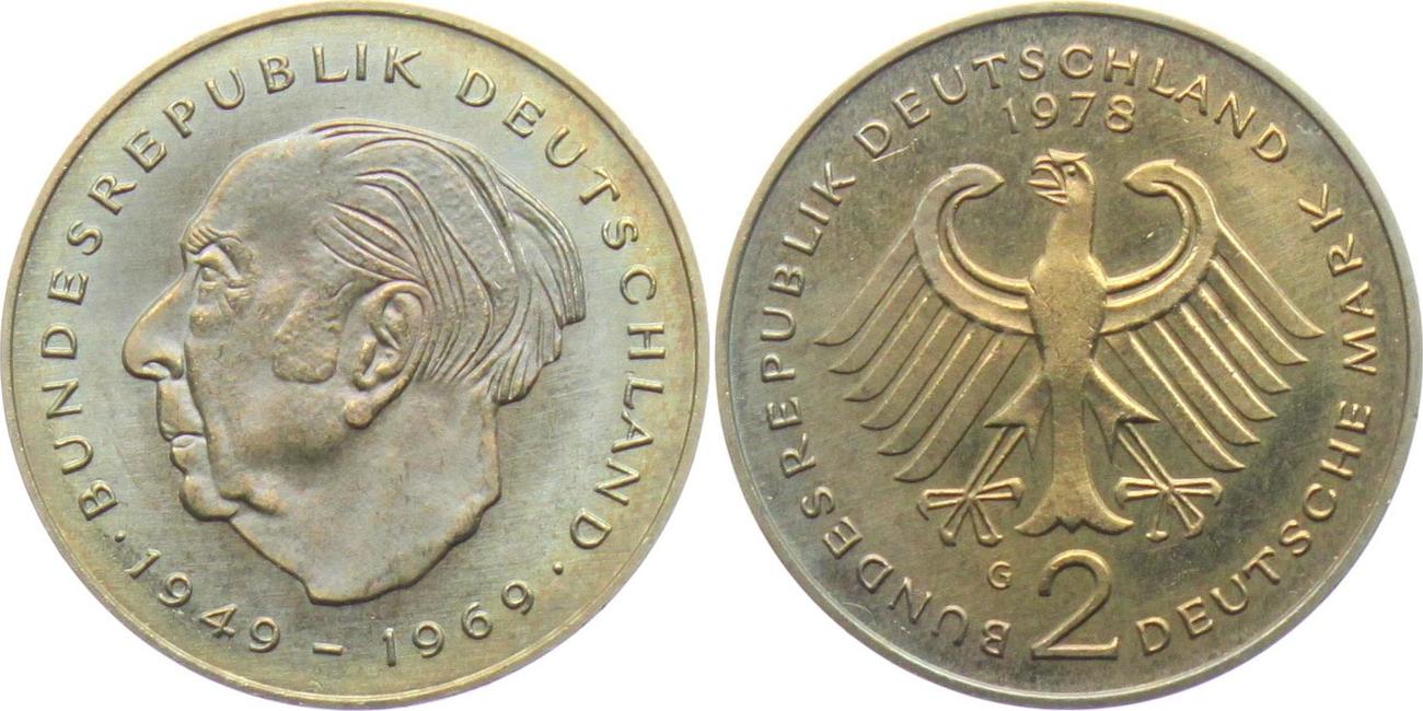 Deutschland Brd 1978 G 2 Mark Theodor Heuss Bankfrisch Bfr Ma