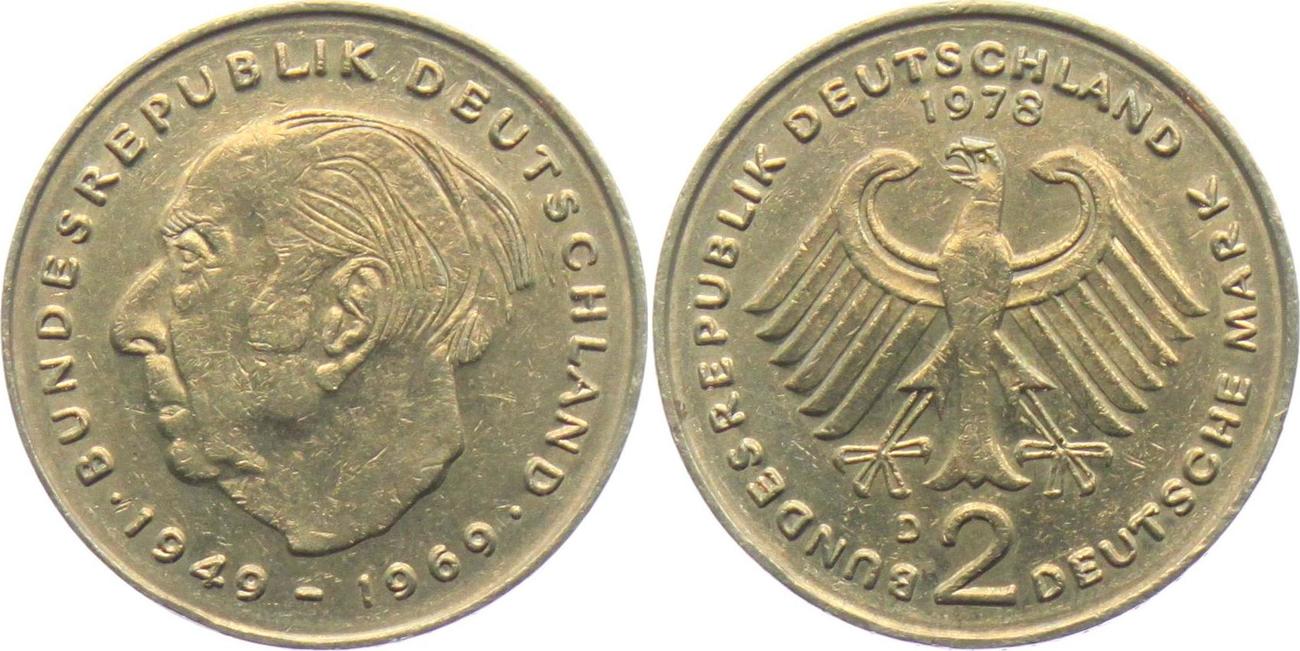 Deutschland Brd 1978 D 2 Mark Theodor Heuss Cir Ma Shops