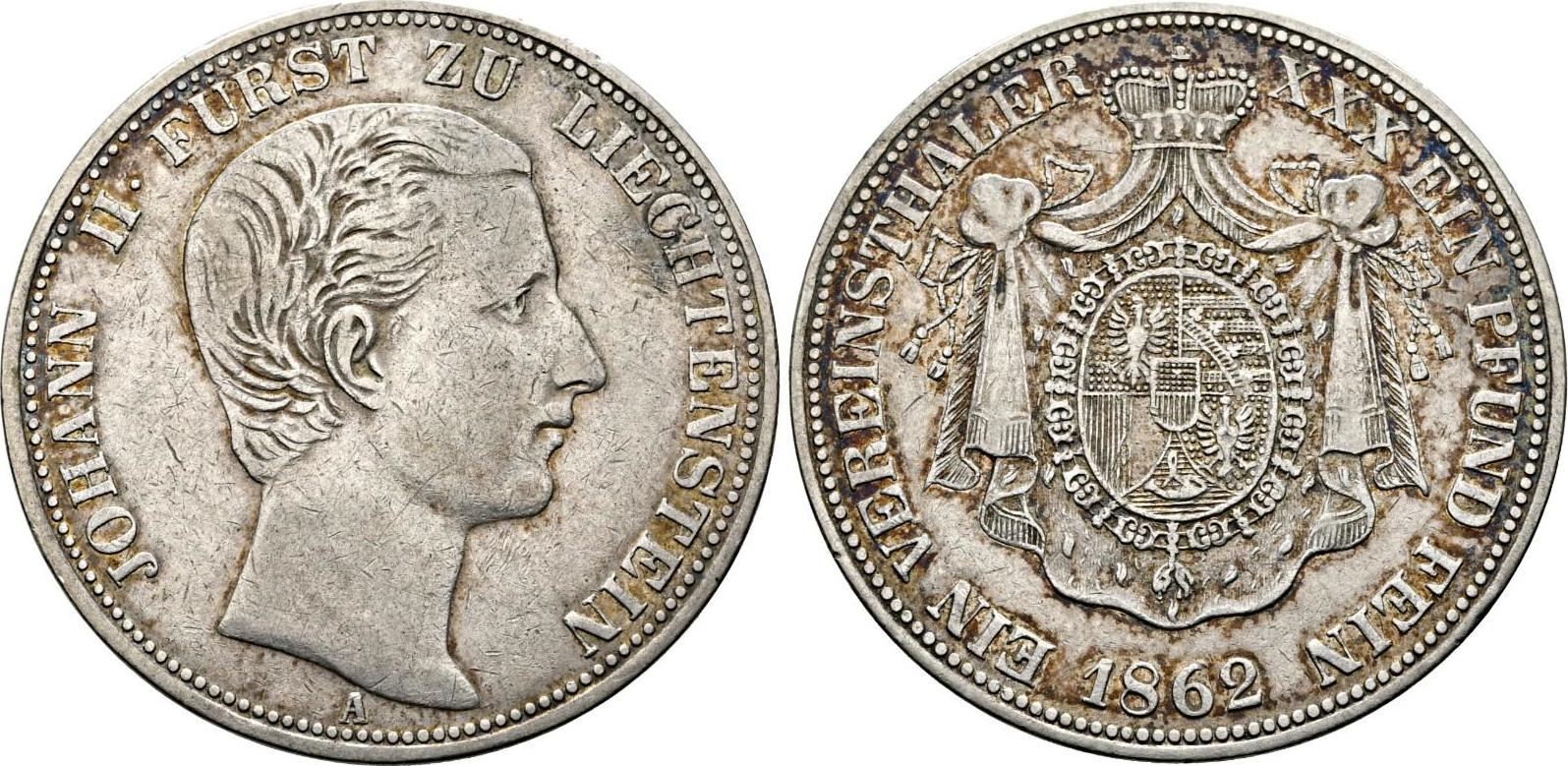 Liechtenstein Vereinstaler 1862 A Johann II. (18581929) f.vz