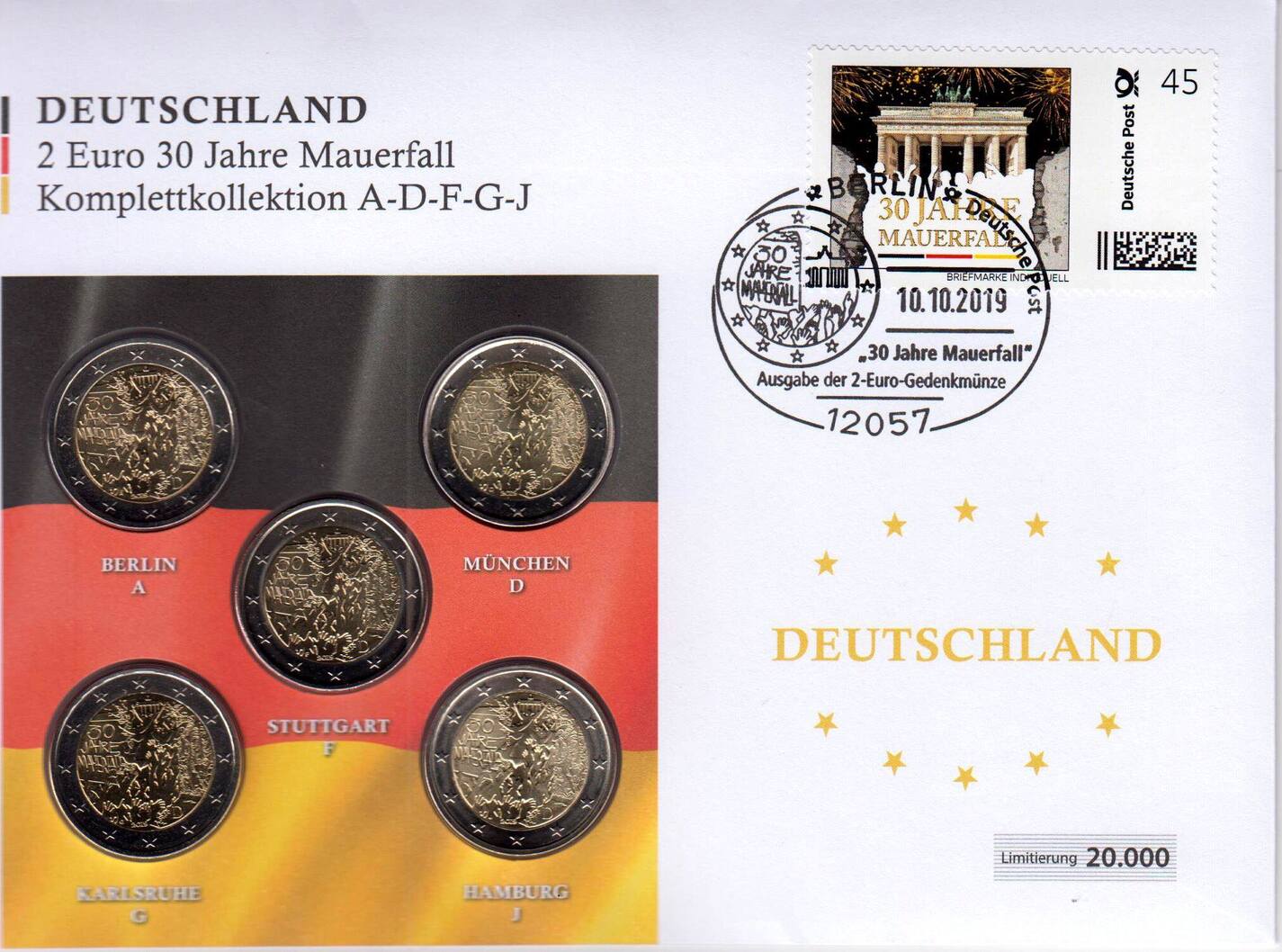 2 Euro Münze Deutschland 2019 30 Jahre Mauerfall www.ma-shops.de