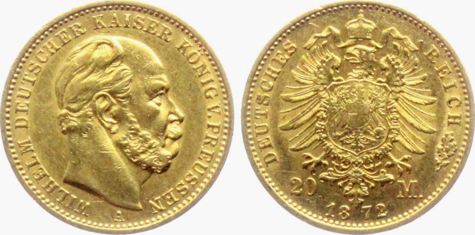 Preussen - Kaiserreich 20 Mark 1872 A Kaiser Wilhelm I. (1871-1888) Vz ...