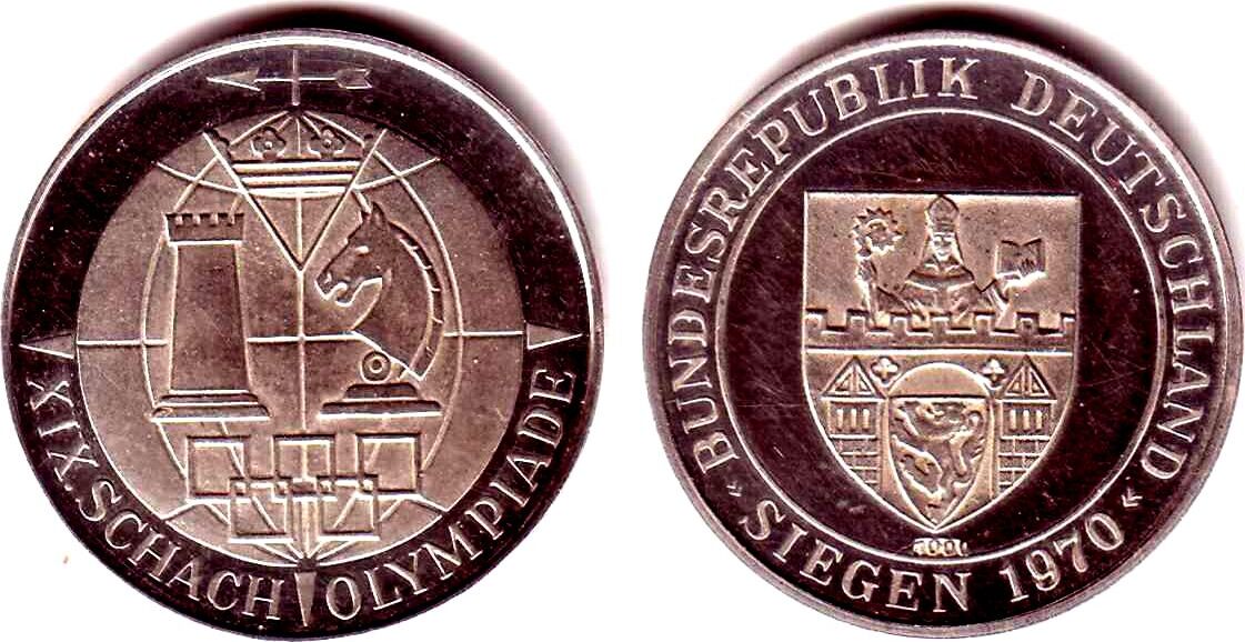 Siegen Schach Chess SilberMedaille XIX. Schacholympiade in Siegen