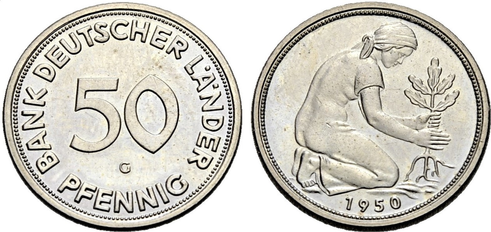 50 Pfennig Bank Deutscher Länder Ohne Jahreszahl Deutschland 50 Pfennig Bank Deutscher Länder 1950 G st | MA-Shops