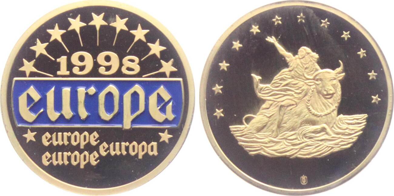 10 Euro Münze 1998 Raub Der Europa Medaille Europa 1998 - Europa auf dem Stier PP - in Kapsel | MA-Shops