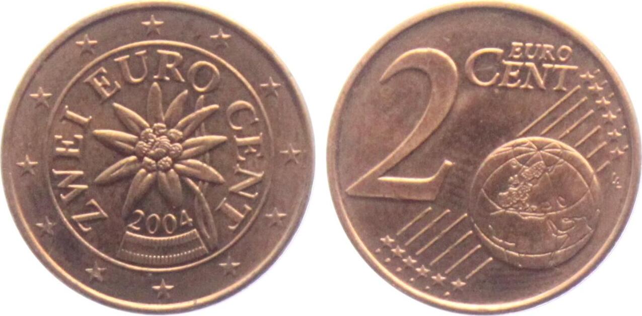 2 Euro Cent Münze Mit Blume Wert 2004