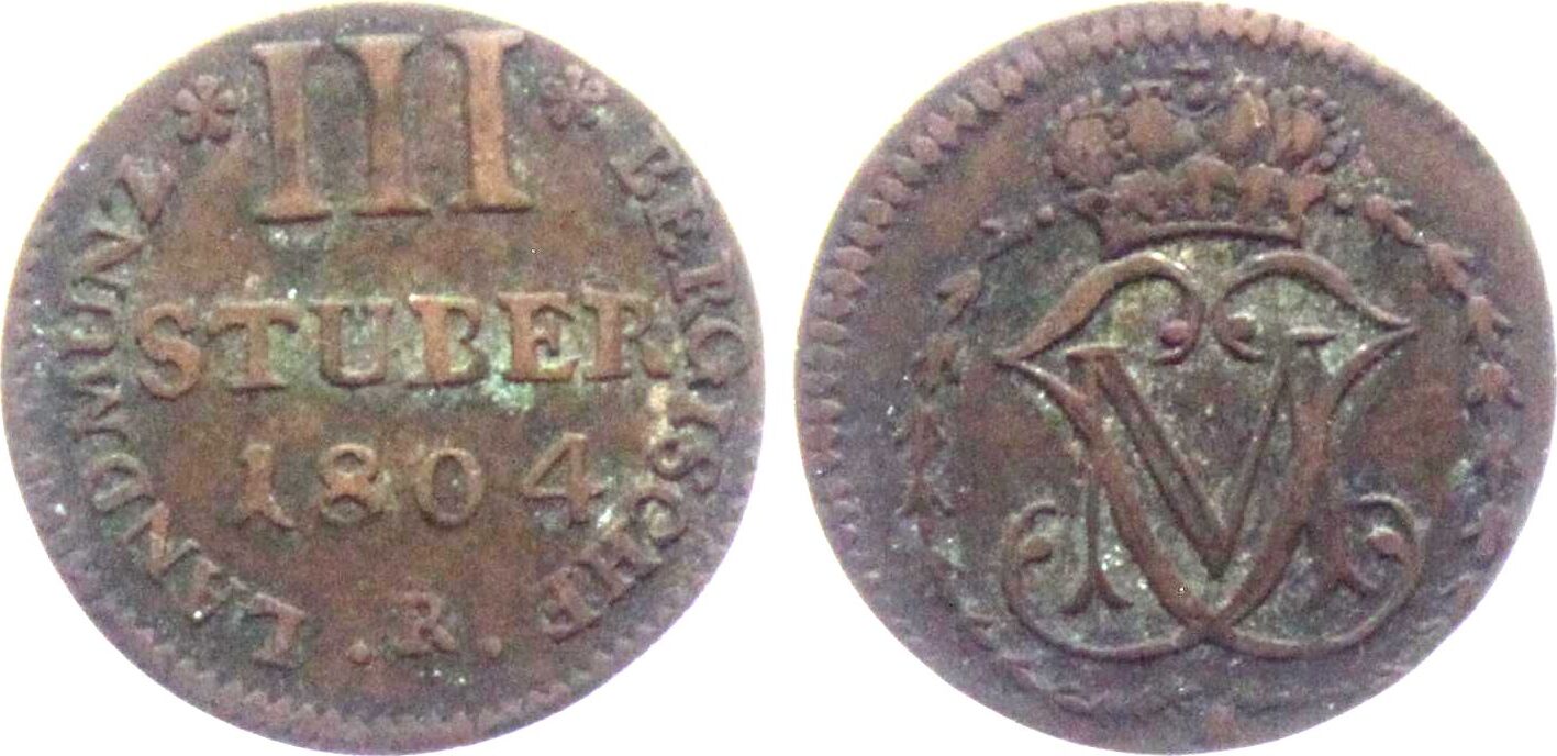 JülichBerg 3 Stüber 1804 R Max. IV. Joseph (17991806) ss