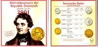 Österreich 36,60 Schilling 2001 Kursmünzen-Satz = 6 Münzen von 10 Groschen bis 20 Schilling (Nestroy) hg