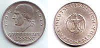 Weimarer Republik 3 Mark Silbermünze - Lessing