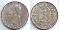Weimarer Republik 3 Mark Silbermünze - J.W. Goethe