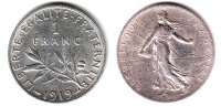 Frankreich 1 Franc Säerin vor aufgehender Sonne - 1871-1940 3. Republik -