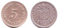 Kaiserreich 5 Pfennig 5 Pfennig - großer Adler -