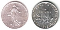 Frankreich 1 Franc Säerin vor aufgehender Sonne - Olivenzweig -