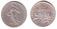 Frankreich 50 Centimes Säerin vor aufgehender Sonne - Olivenzweig -
