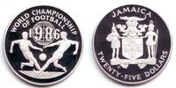 Jamaica 25 Dollar Fussball WM 1986 in Mexico - Fussballer im Zweikampf Bild