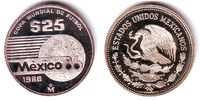 Mexico 25 Pesos Fussball WM 1986 in Mexico - Ball im Flug Bild