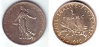 Frankreich 1 Franc Säerin vor aufgehender Sonne - Olivenzweig -