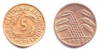 Weimarer Republik 5 Reichspfennig 5 Reichspfennig - mit Ähren