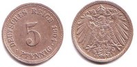 Kaiserreich 5 Pfennig 5 Pfennig - großer Adler -