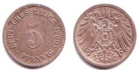 Kaiserreich 5 Pfennig 5 Pfennig - großer Adler -