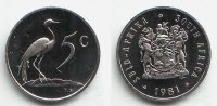 Südafrika 5 Cents Paradiskranich -