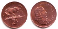 Südafrika 2 Cents Weißschwanzgnu -