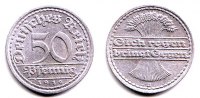 Weimarer Republik 50 Pfennig 50 Pfennig - Ährenbündel