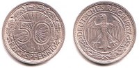 Drittes Reich 50 Pfennig Kursmünze mit Reichsadler
