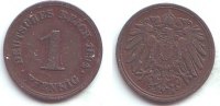 Kaiserreich 1 Pfennig Kursmünze großer Adler -