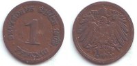 Kaiserreich 1 Pfennig Kursmünze großer Adler -