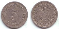 Kaiserreich 5 Pfennig Kursmünze großer Adler -
