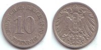 Kaiserreich 10 Pfennig Kursmünze großer Adler -
