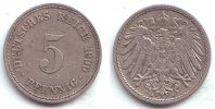 Kaiserreich 5 Pfennig Kursmünze, großer Adler -