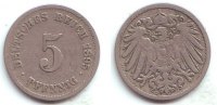 Kaiserreich 5 Pfennig Kursmünze, großer Adler -