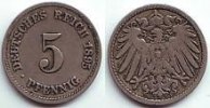 Kaiserreich 5 Pfennig Kursmünze, großer Adler -