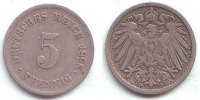 Kaisereich 5 Pfennig Kursmünze, großer Adler -